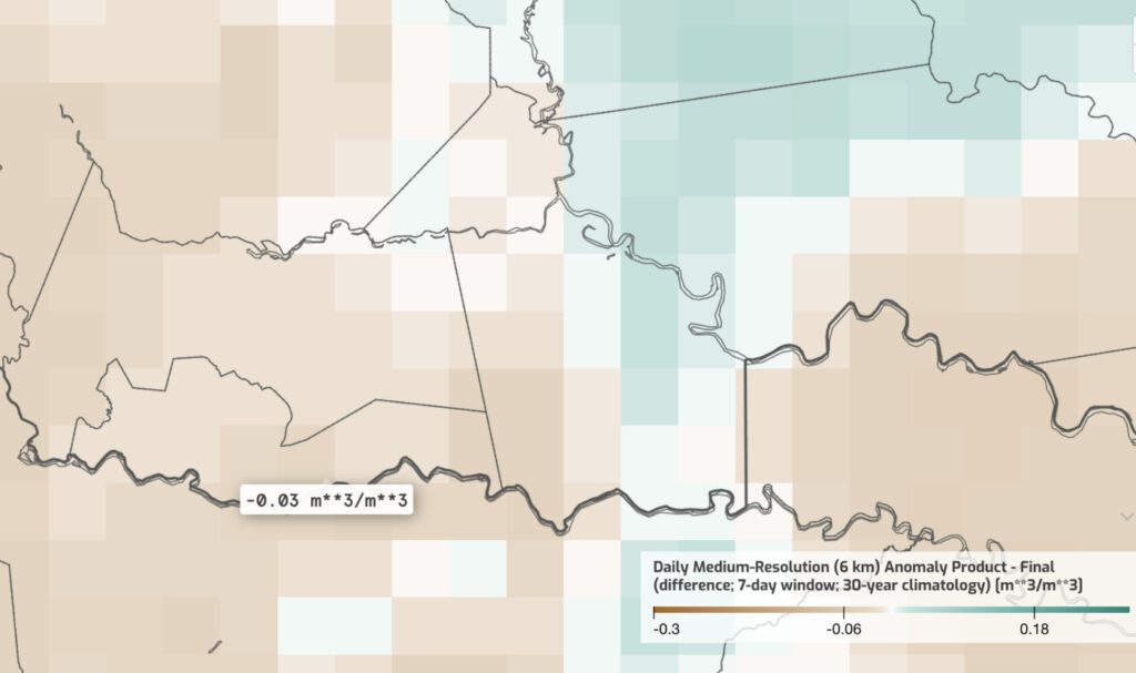 Figure 3a. Soil moisture anomaly map – September 10, 2025 (dry-phase terrain)