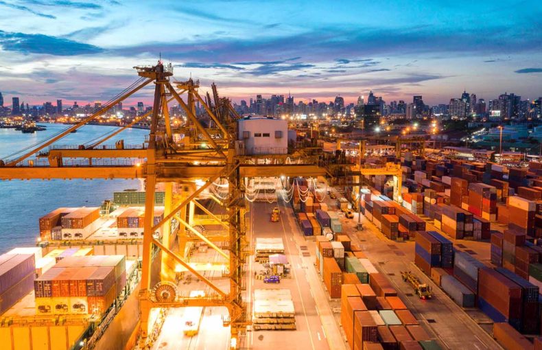 global supply chain cargo containers in port