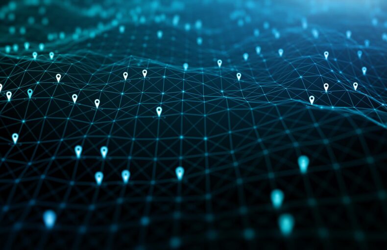 GPS location icons covering a grid map