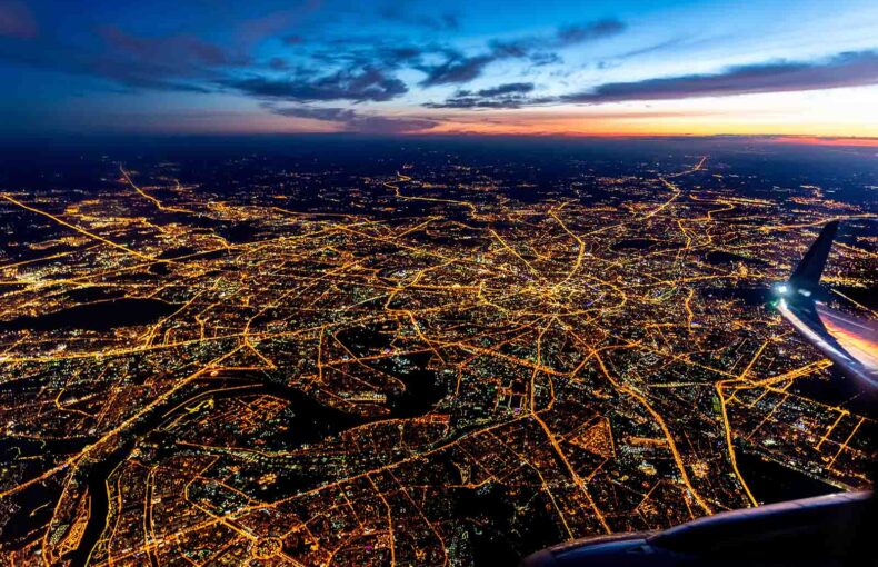 Aerial view of Moscow, Russia from a plane