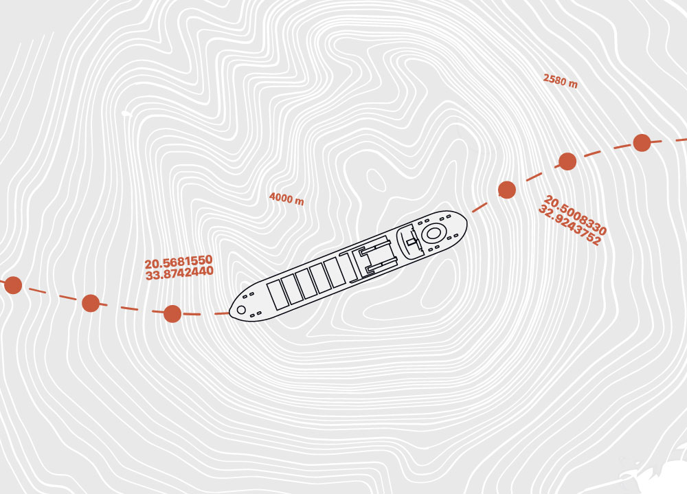 Shipping weather forecast by route illustration
