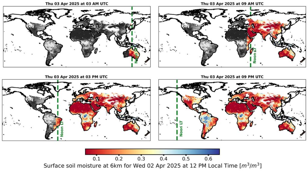 Spire's near-real-time soil moisture data global map